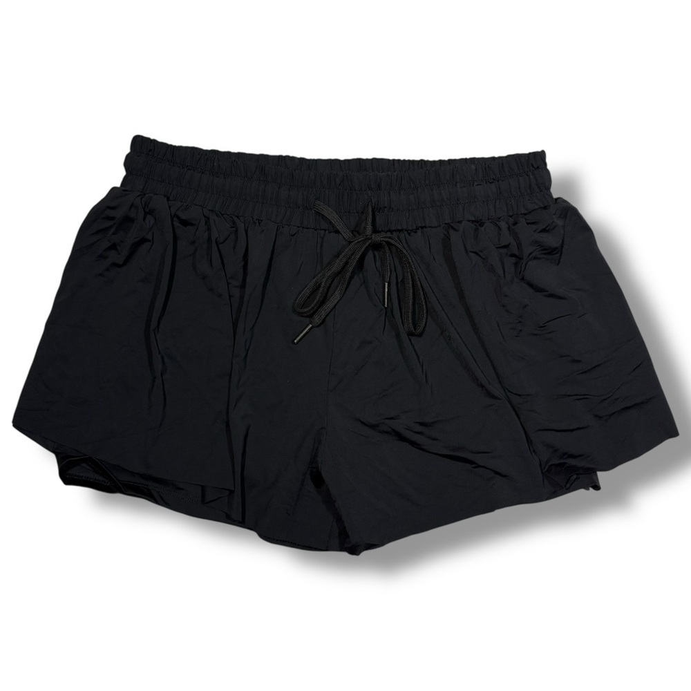 Automet Women's 2 in 1 Running Shorts Black Size Large